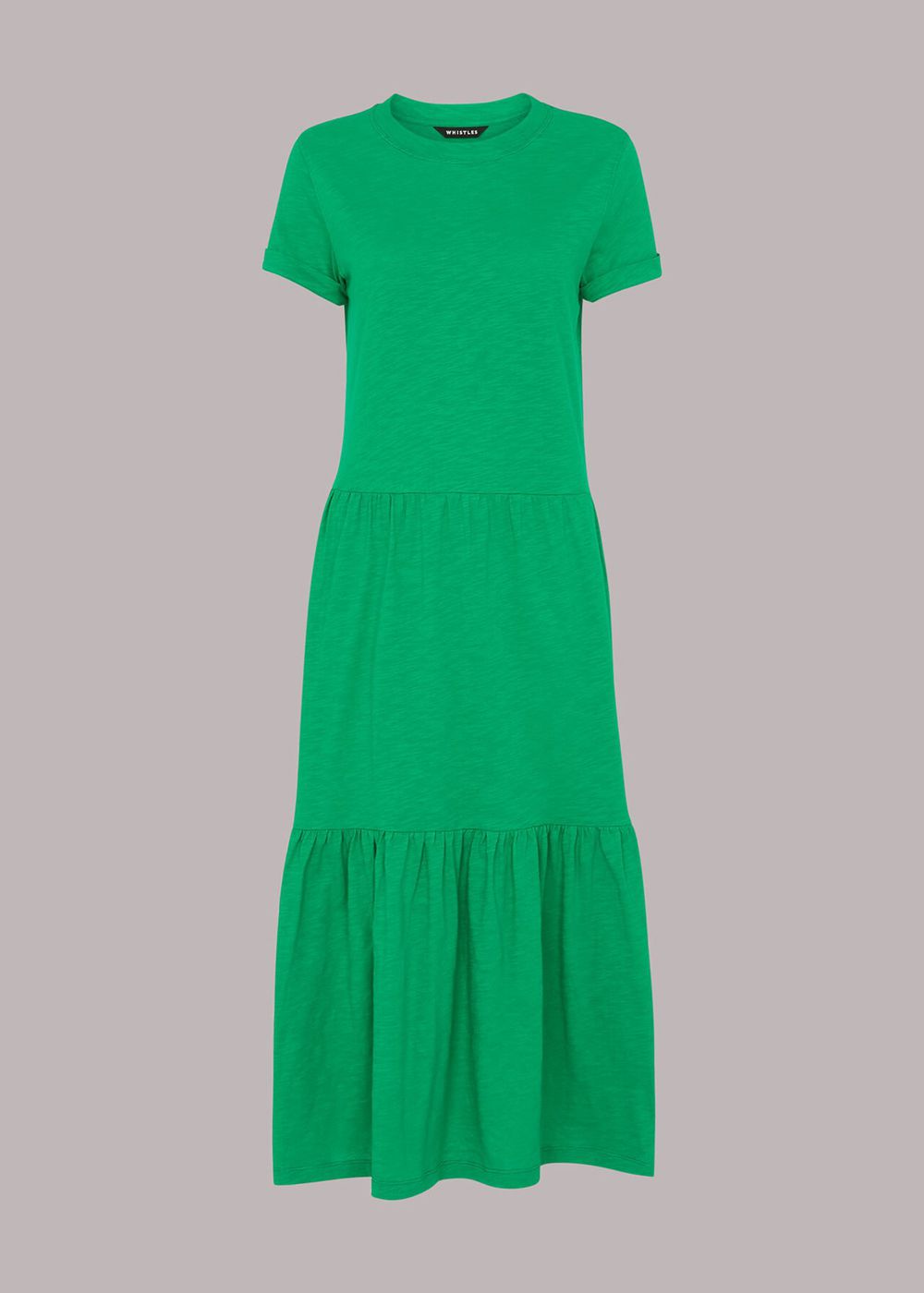 Whistles Tiered Jersey Midi Dress Green | US-29851DVLB