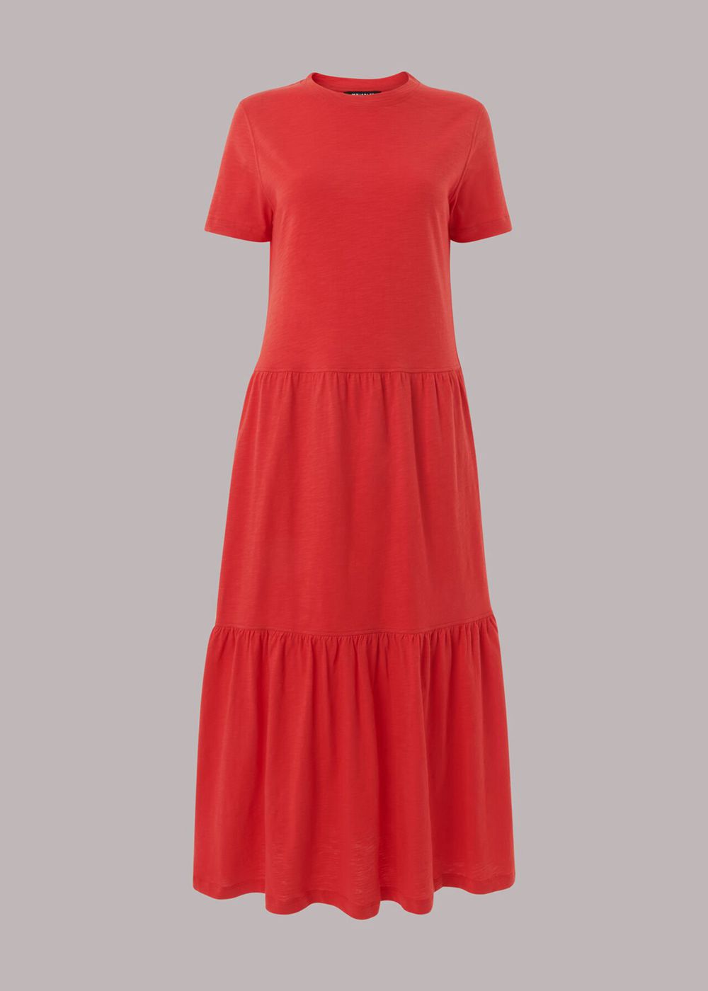 Whistles Tiered Jersey Midi Dress Red | US-87934XIUQ