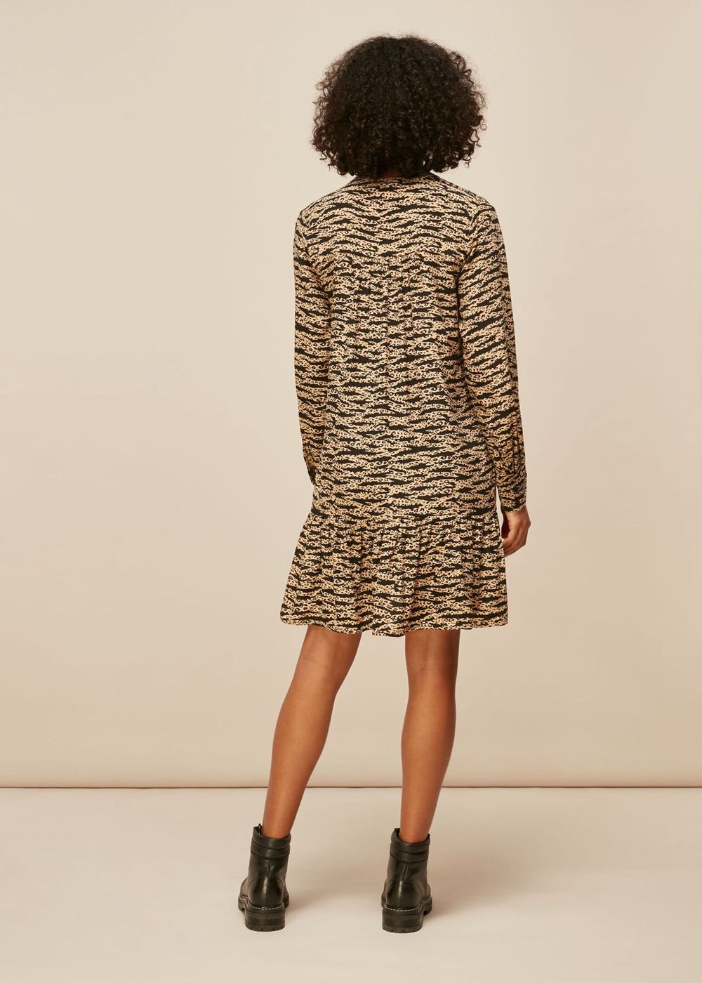 Whistles Tiger Leopard Dress Black / Multicolor | US-32957LKIF