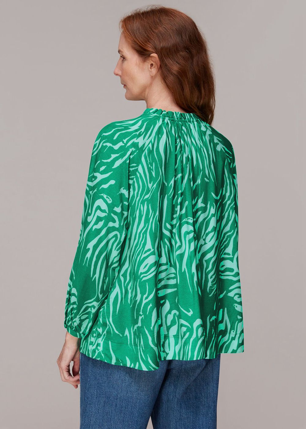 Whistles Tiger Print Blouse Green / Multicolor | US-17658FSIK