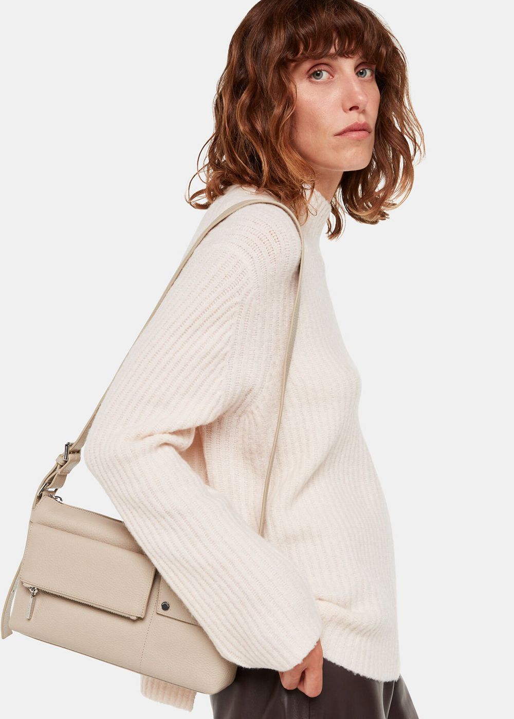 Whistles Tilda Pocket Detail Shoulder Bags Grey Brown | US-71865BSYQ