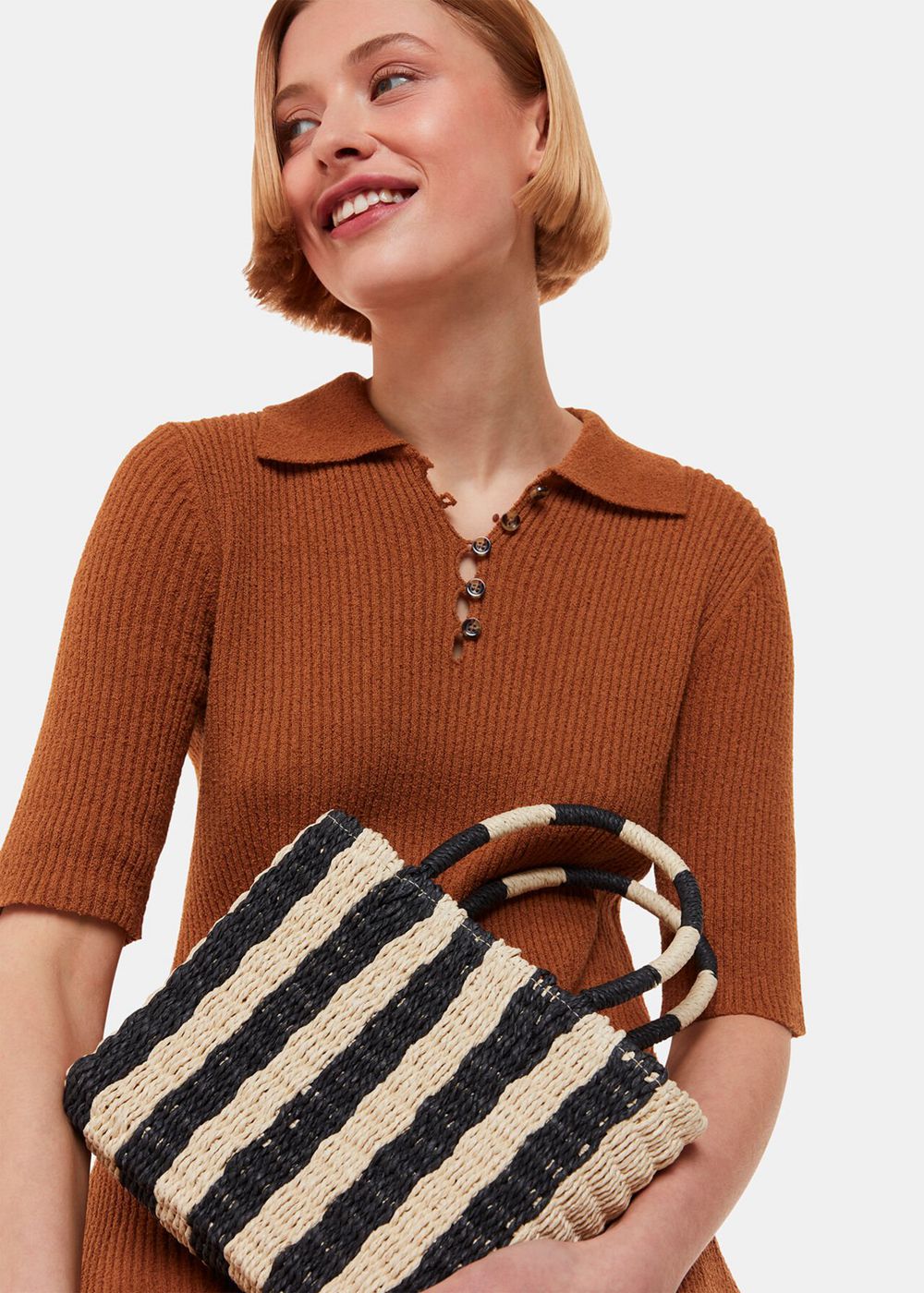 Whistles Tillie Striped Mini Tote Bags Neutral | US-06197WIKM