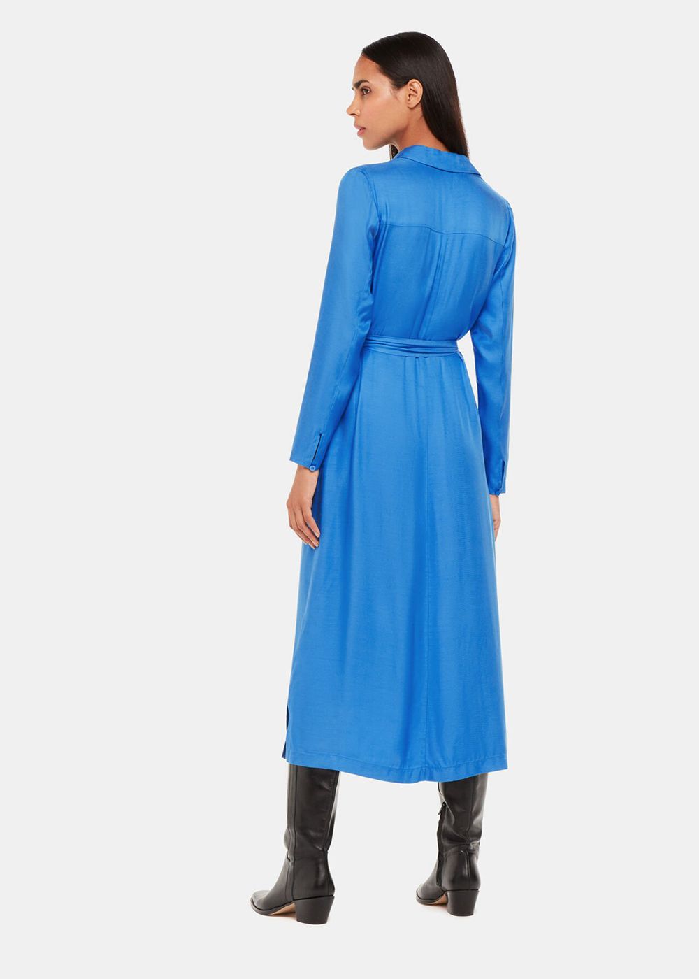 Whistles Tillie Tie Midi Dress Blue | US-10976HQPK