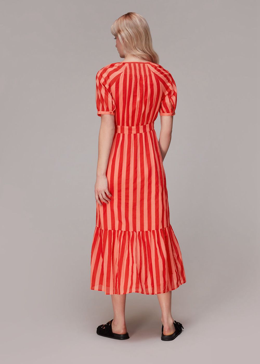 Whistles Tori Stripe Cotton Voile Dress Red / Multicolor | US-71205UVGA