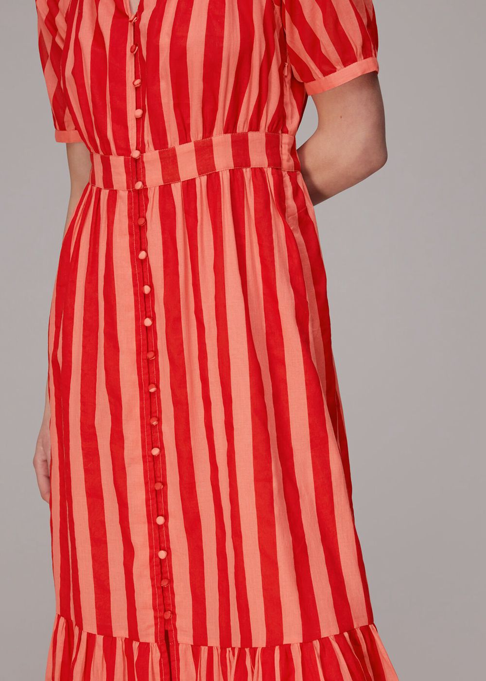 Whistles Tori Stripe Cotton Voile Dress Red / Multicolor | US-71205UVGA