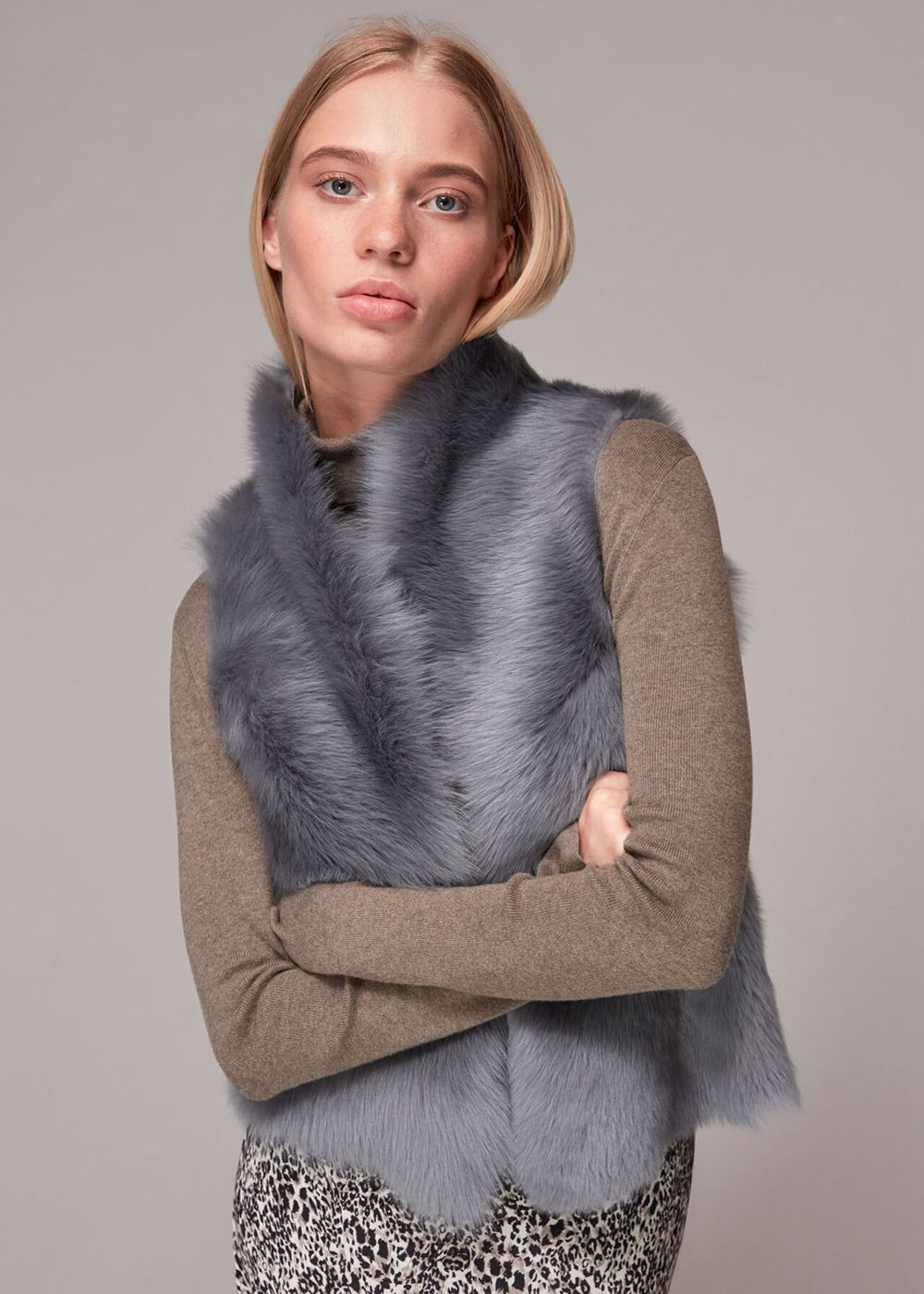 Whistles Toscana Sheepskin Vest Grey | US-63547FRTN