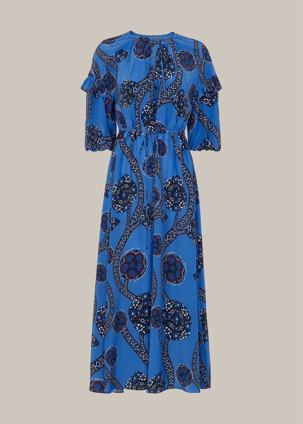 Whistles Trailing Seedpod Silk Dress Blue / Multicolor | US-40831TVRH