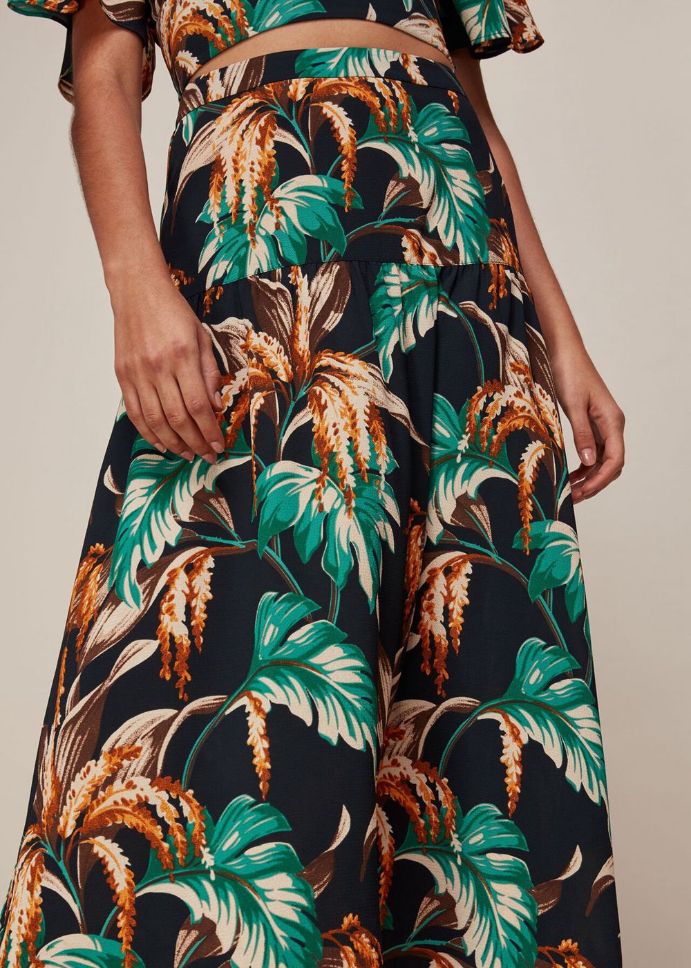 Whistles Tropical Floral Samira Skirts Green / Multicolor | US-14839JWUF