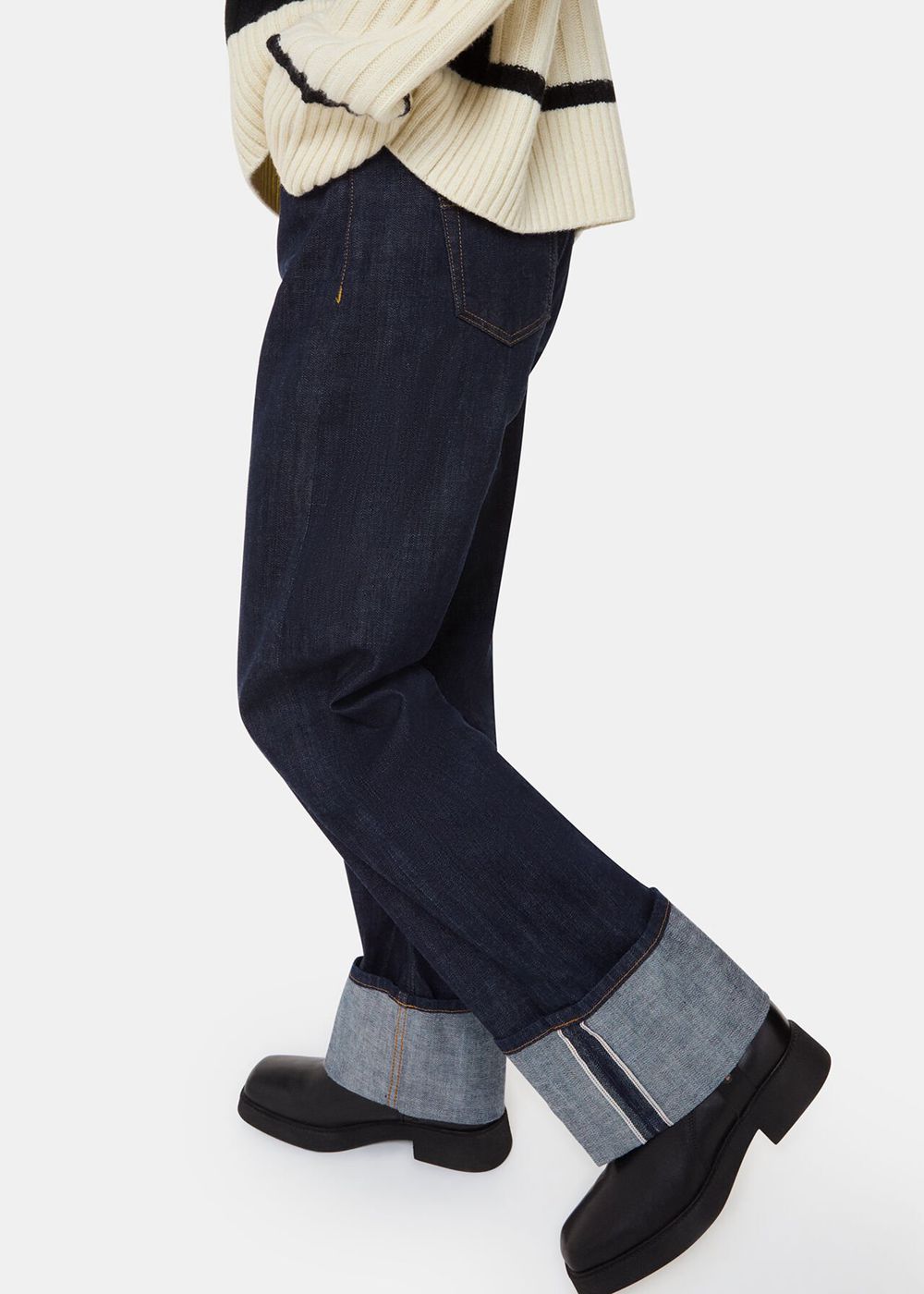 Whistles Turn Up Selvedge Jeans Dark Blue | US-85720QEOJ