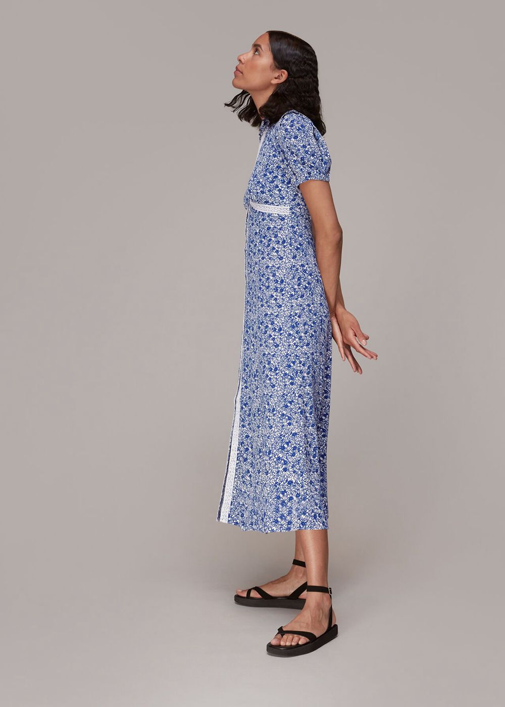 Whistles Twin Daisy Print Midi Dress Blue / Multicolor | US-19860HUGQ