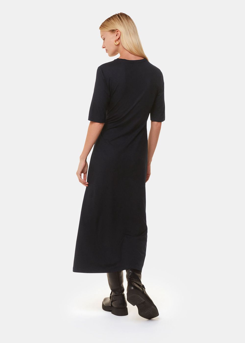 Whistles Twist Front Jersey Dress Black | US-41526PRJD