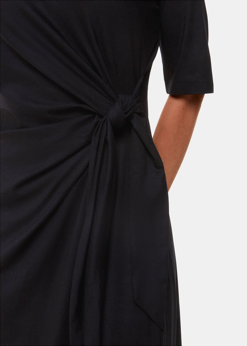 Whistles Twist Front Jersey Dress Black | US-41526PRJD