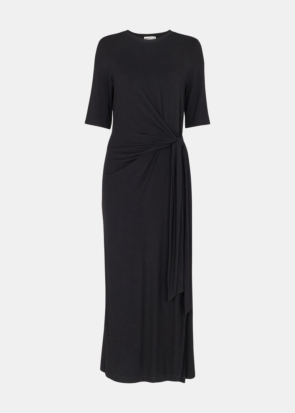 Whistles Twist Front Jersey Dress Black | US-41526PRJD