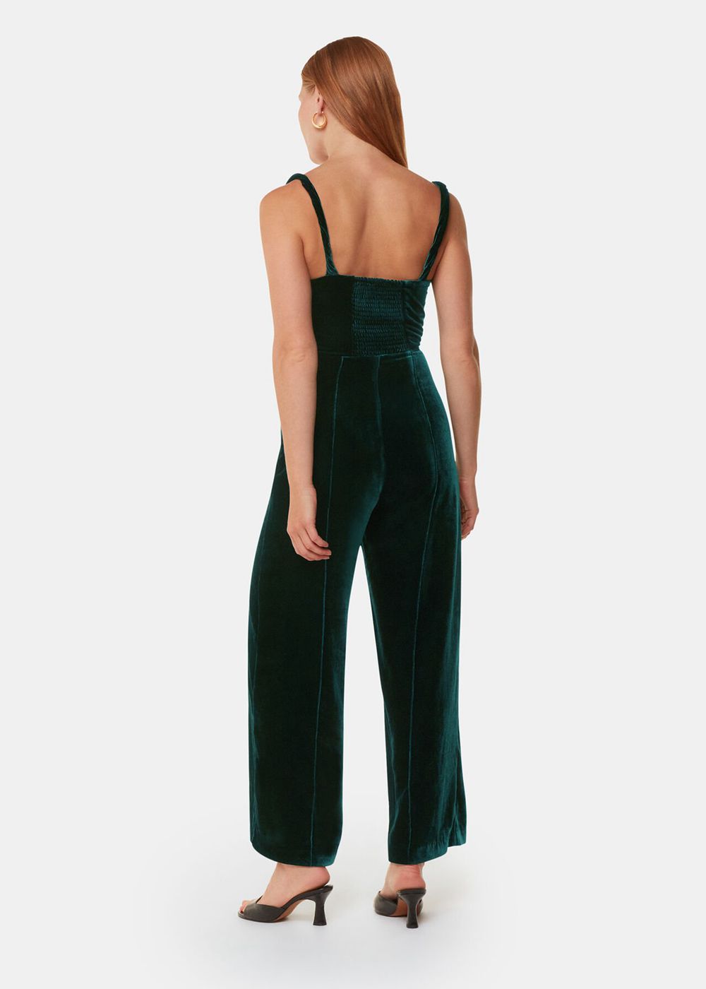 Whistles Twist Strap Velvet Jumpsuit Dark Green | US-58940MGOL