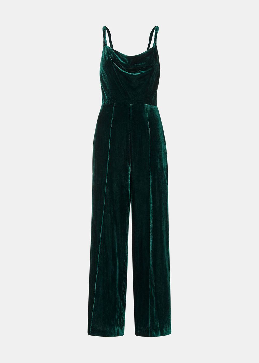 Whistles Twist Strap Velvet Jumpsuit Dark Green | US-58940MGOL