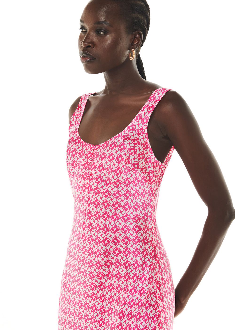 Whistles Two Tone Tile Silk Dress Pink / Multicolor | US-84501PNGL