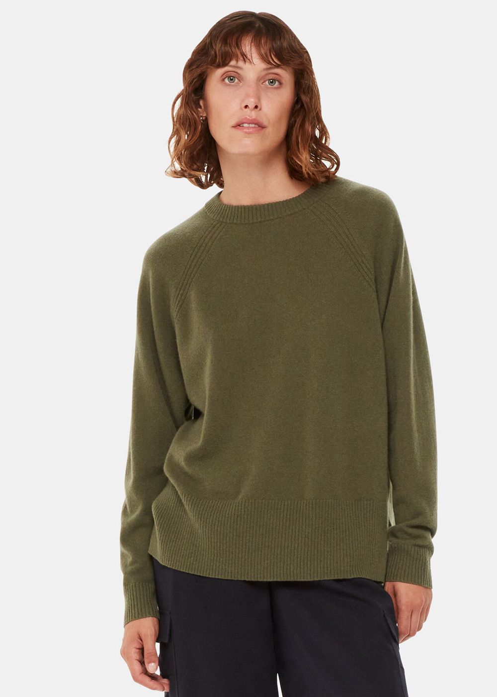 Whistles Ultimate Cashmere Crew Neck Knitwear Khaki | US-59342OVAR