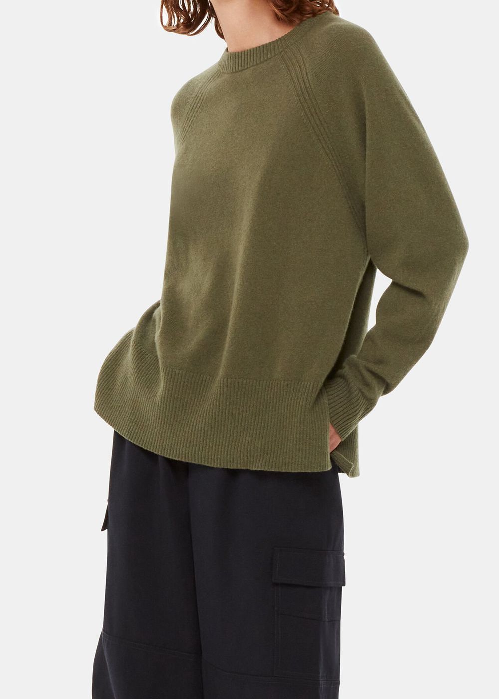 Whistles Ultimate Cashmere Crew Neck Knitwear Khaki | US-59342OVAR