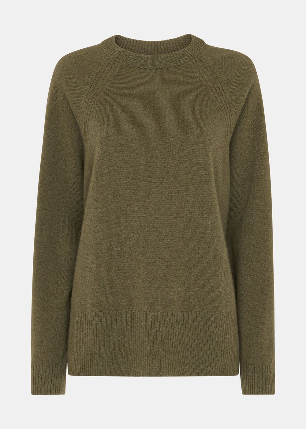 Whistles Ultimate Cashmere Crew Neck Knitwear Khaki | US-59342OVAR