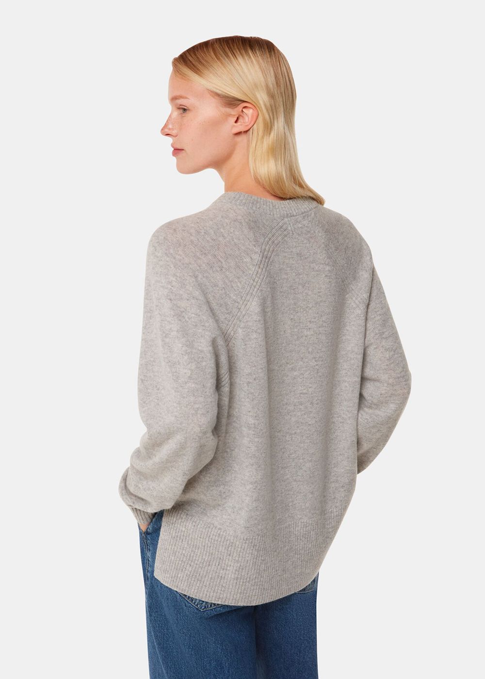 Whistles Ultimate Cashmere Crew Neck Knitwear Grey | US-89320EYNI