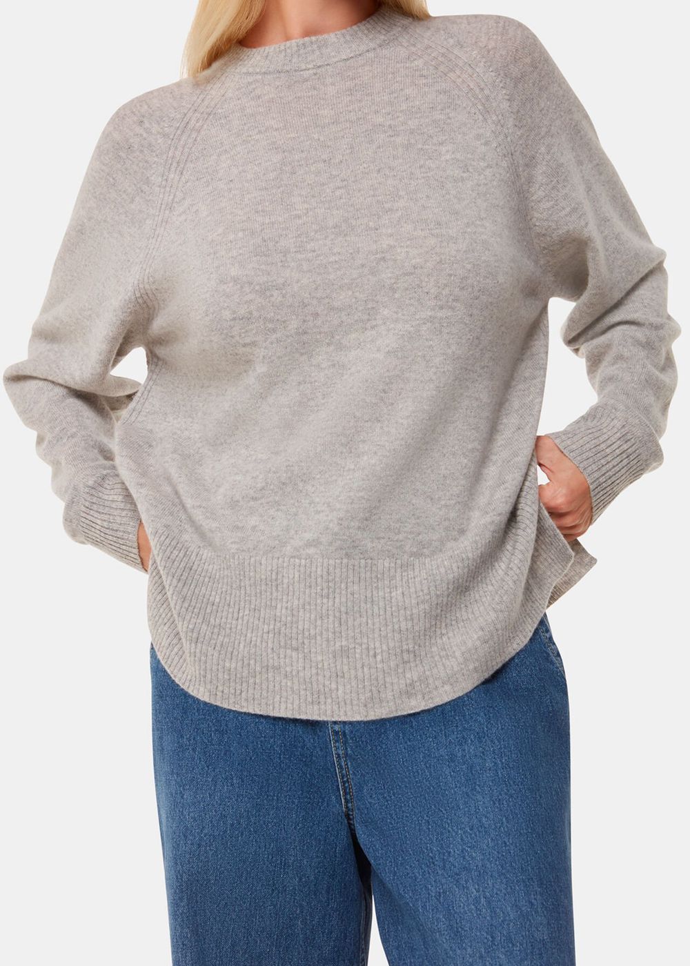 Whistles Ultimate Cashmere Crew Neck Knitwear Grey | US-89320EYNI