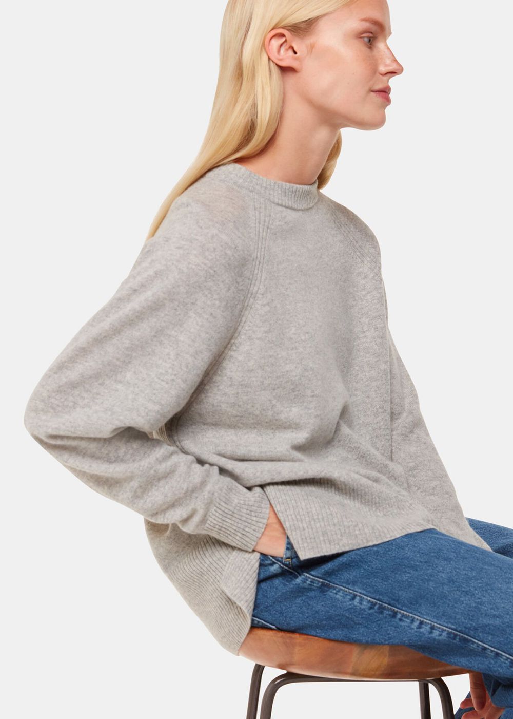 Whistles Ultimate Cashmere Crew Neck Knitwear Grey | US-89320EYNI