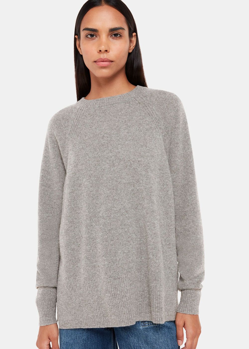 Whistles Ultimate Cashmere Crew Neck Knitwear Grey | US-87120IZNM