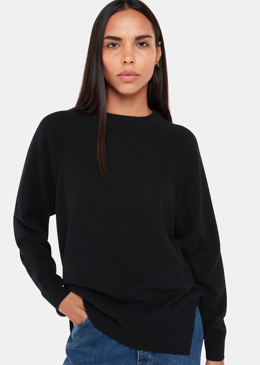 Whistles Ultimate Cashmere Crew Neck Knitwear Black | US-76281KITY