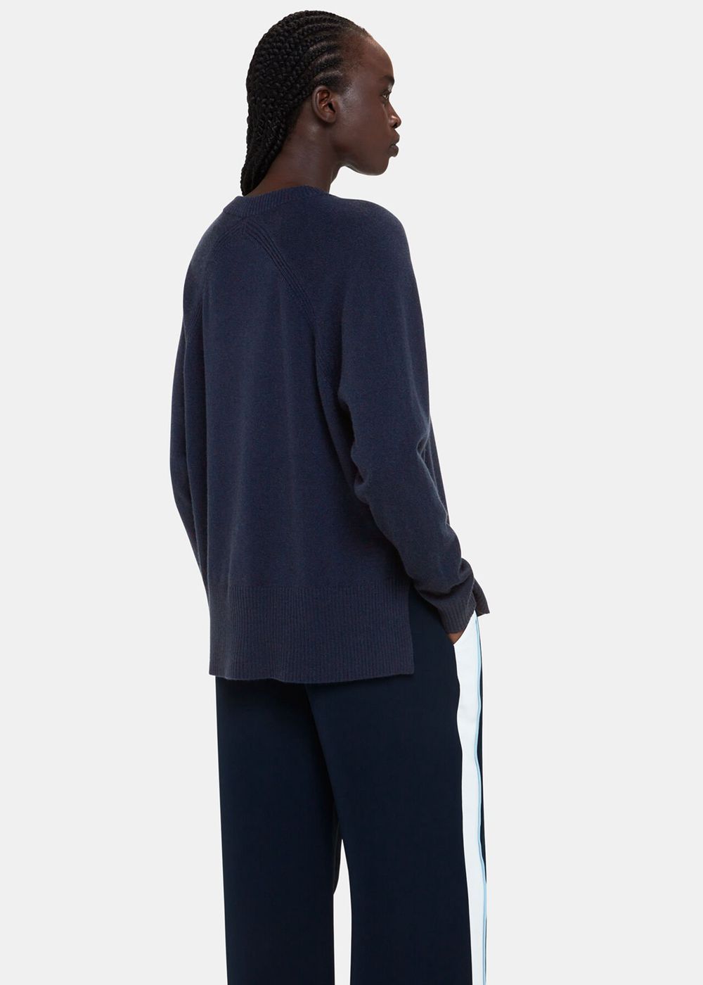 Whistles Ultimate Cashmere Crew Neck Sweater Navy | US-86235WPDQ