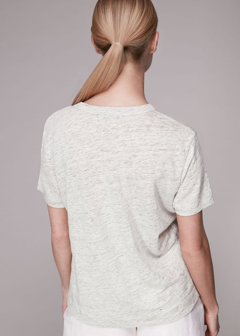 Whistles Ultimate Linen T-Shirt Grey | US-91580YMGD