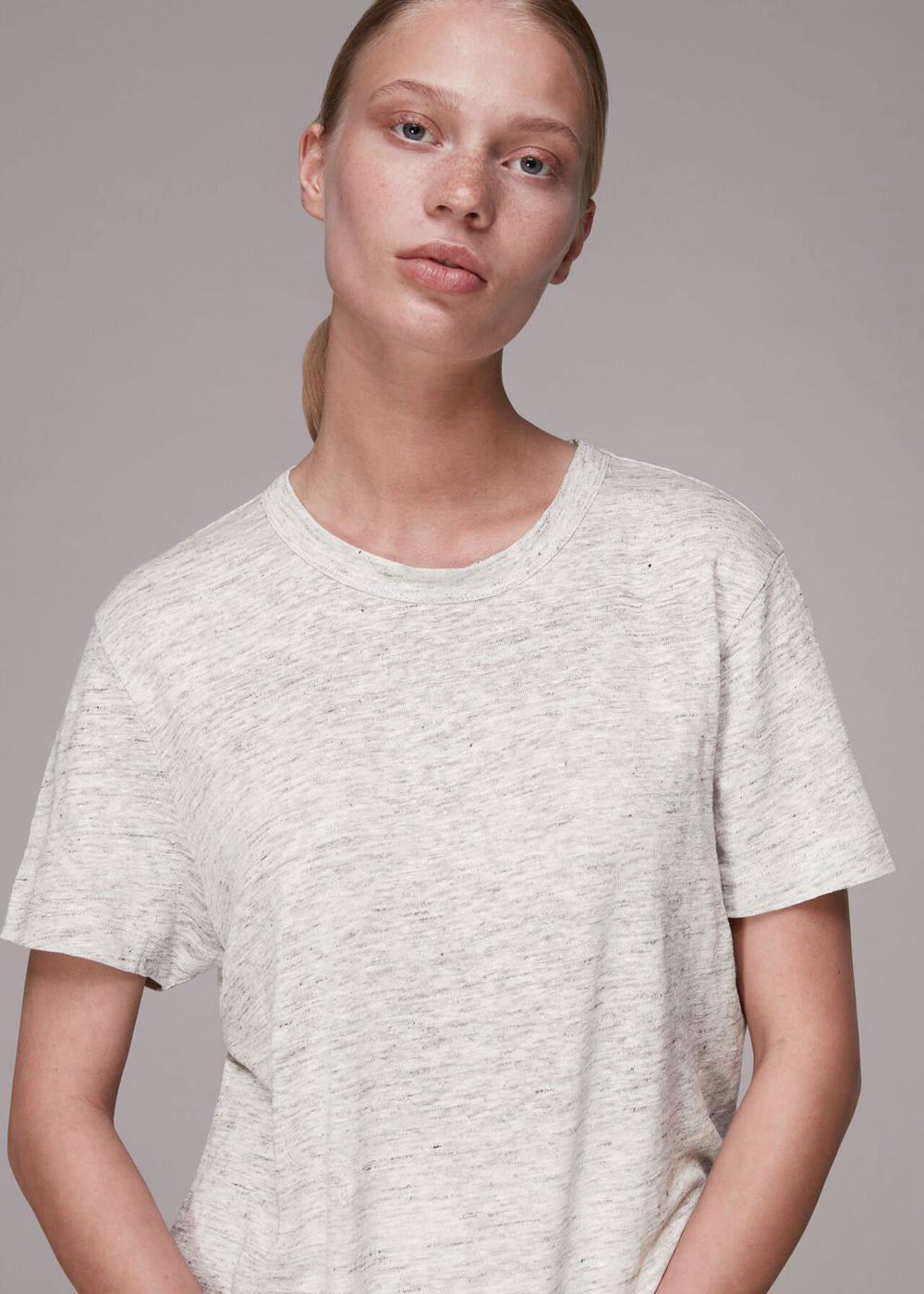 Whistles Ultimate Linen T-Shirt Grey | US-91580YMGD