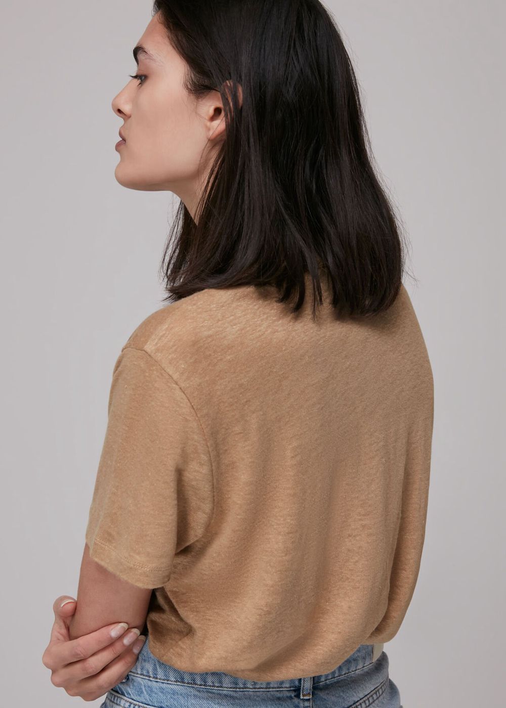 Whistles Ultimate Linen T-Shirt Neutral | US-47301WGIQ