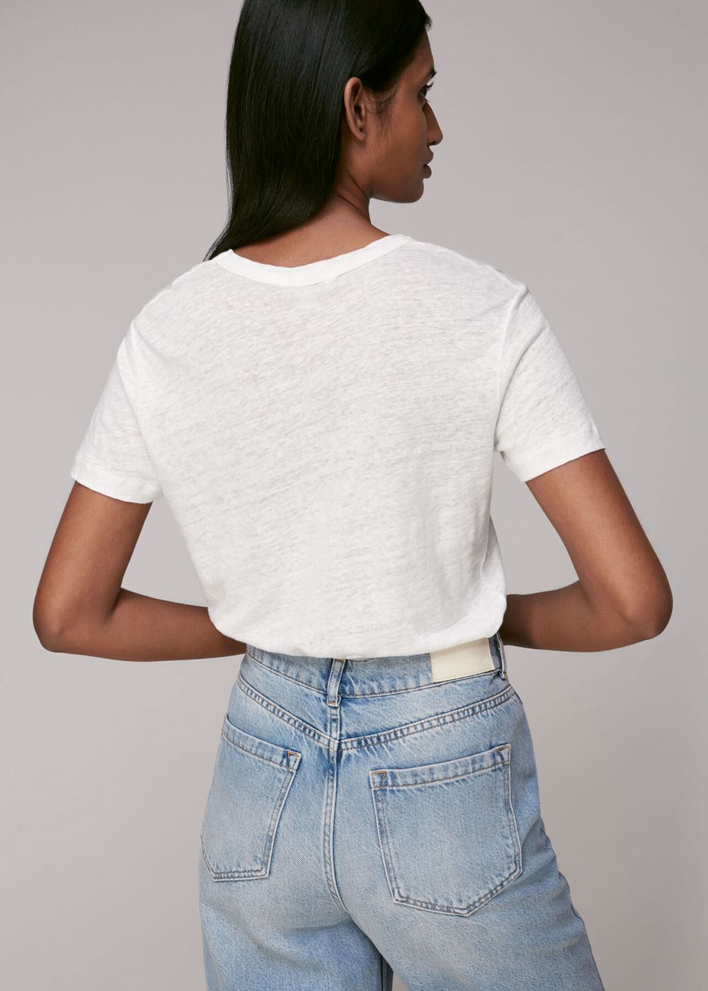 Whistles Ultimate Linen T-Shirt White | US-06318TSDW