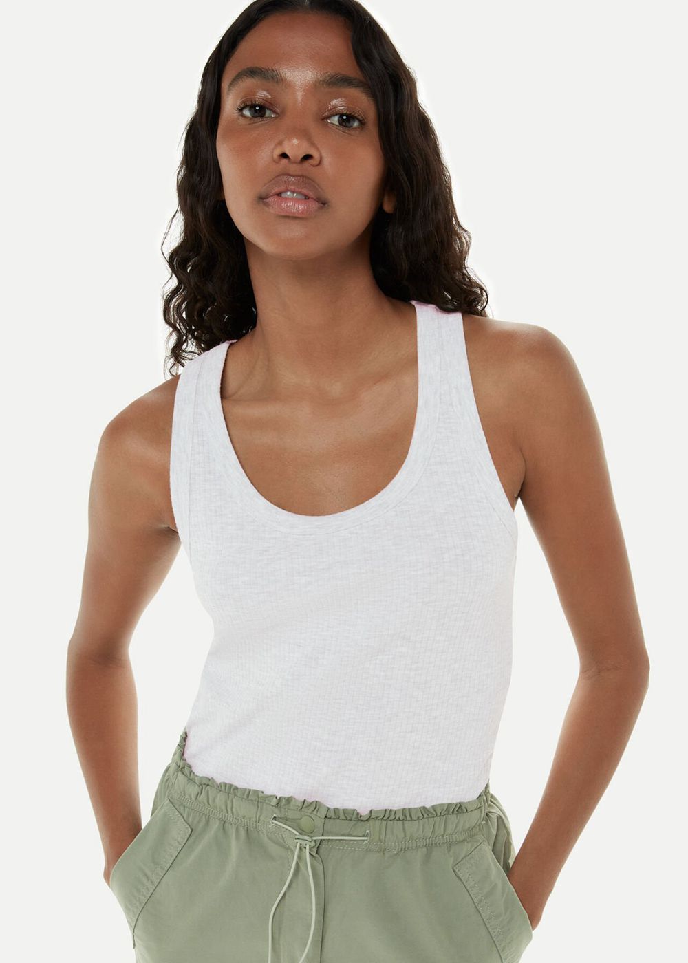 Whistles Ultimate Ribbed Scoop Vest Grey | US-70149SAOZ