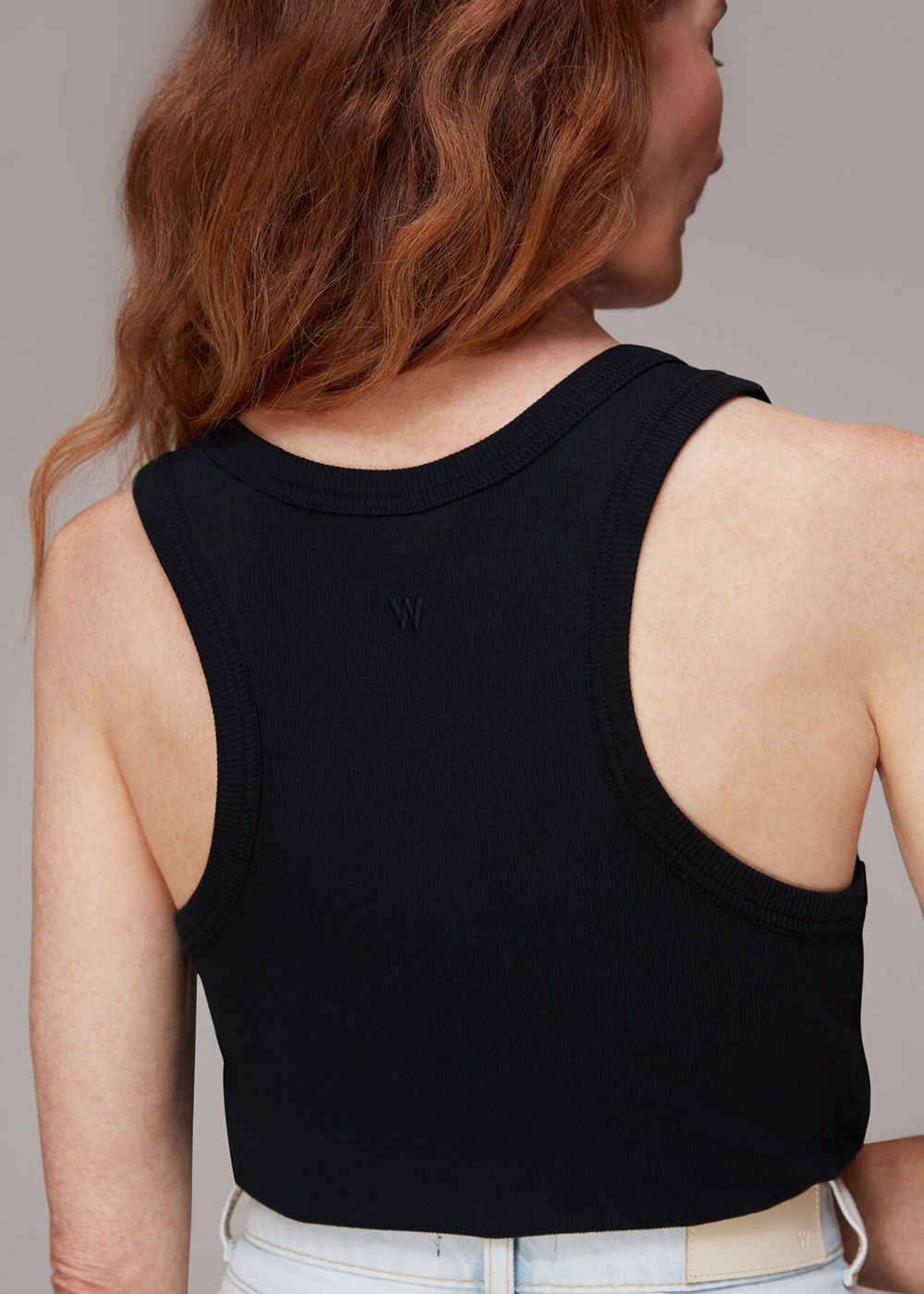 Whistles Ultimate Scoop Rib Vest Top Black | US-71403MCRN