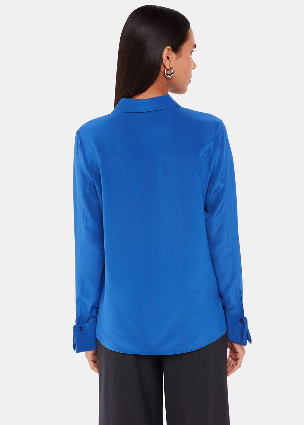 Whistles Ultimate Silk Shirts Blue | US-26574EJWT