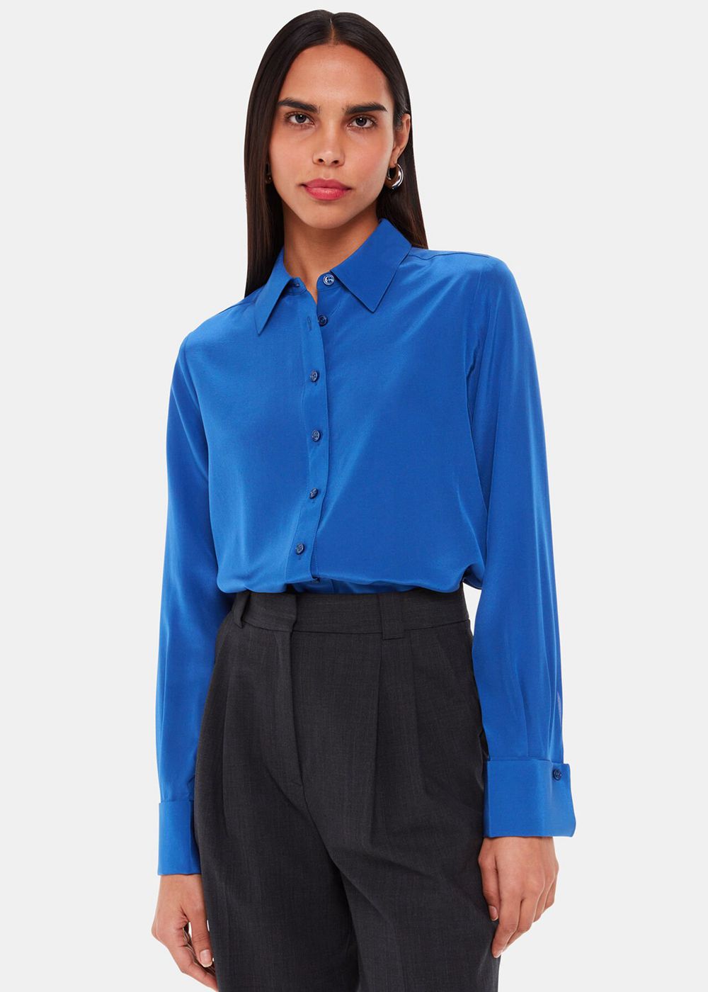 Whistles Ultimate Silk Shirts Blue | US-35674XCIW