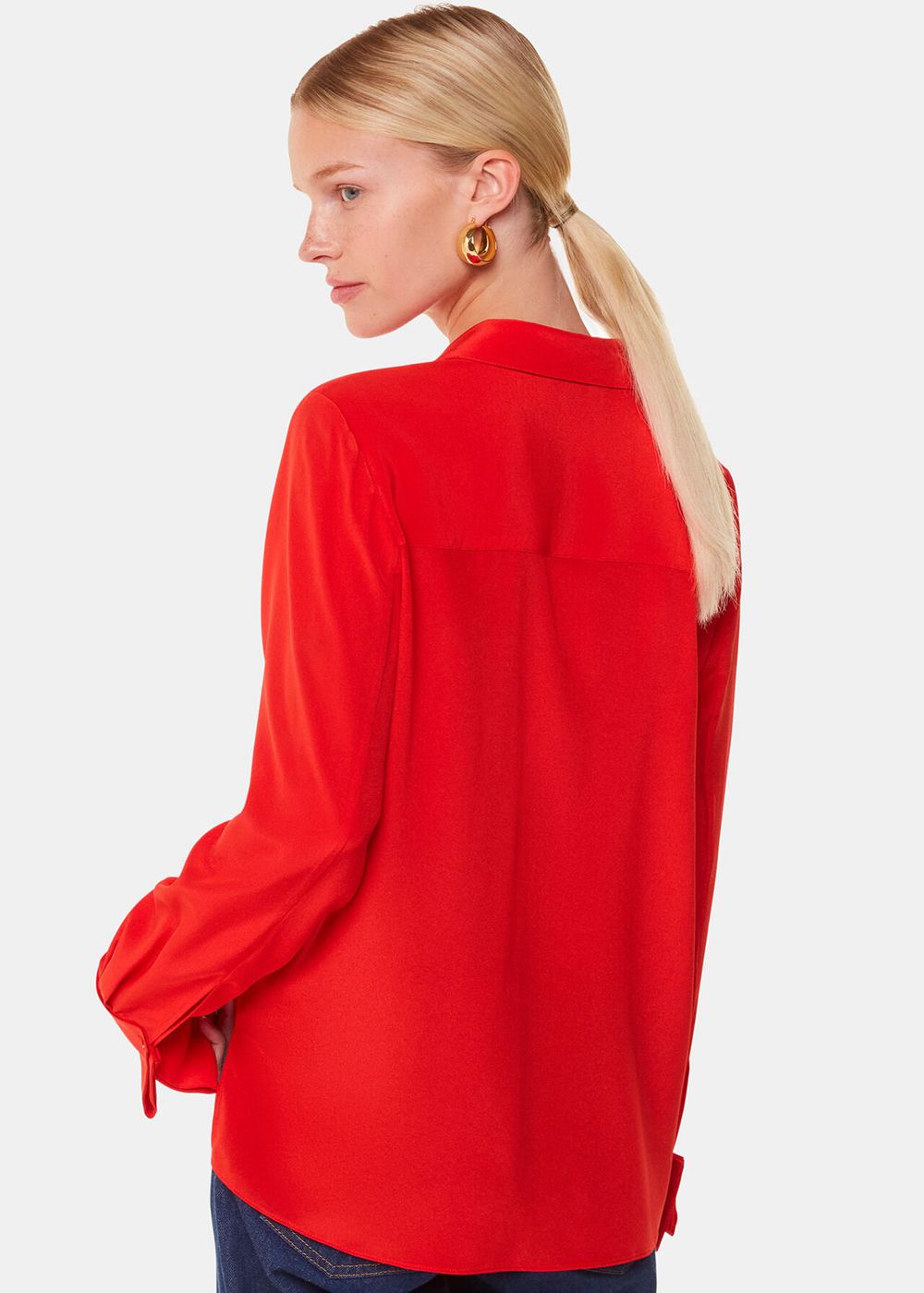 Whistles Ultimate Silk Shirts Red | US-42816CFQM