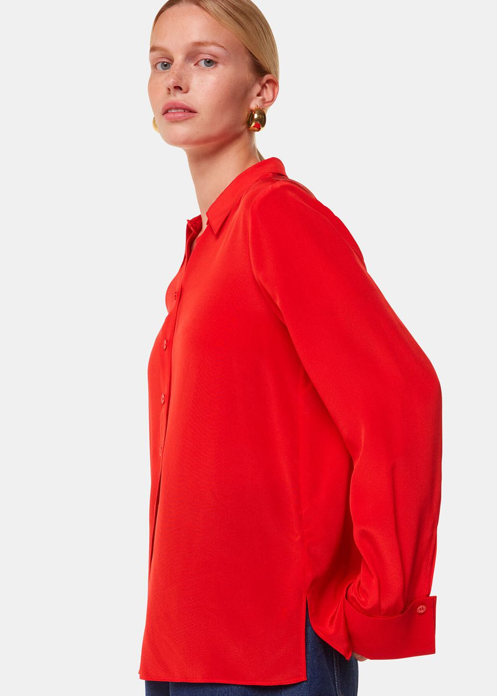 Whistles Ultimate Silk Shirts Red | US-42816CFQM