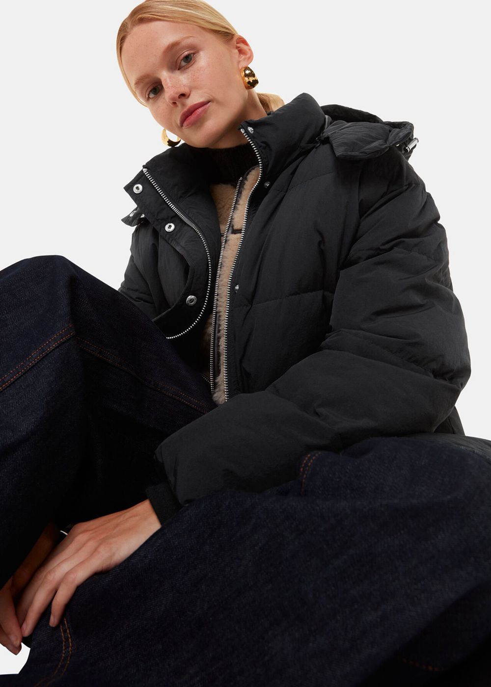 Whistles Una Puffa Coat Black | US-82147TYFX