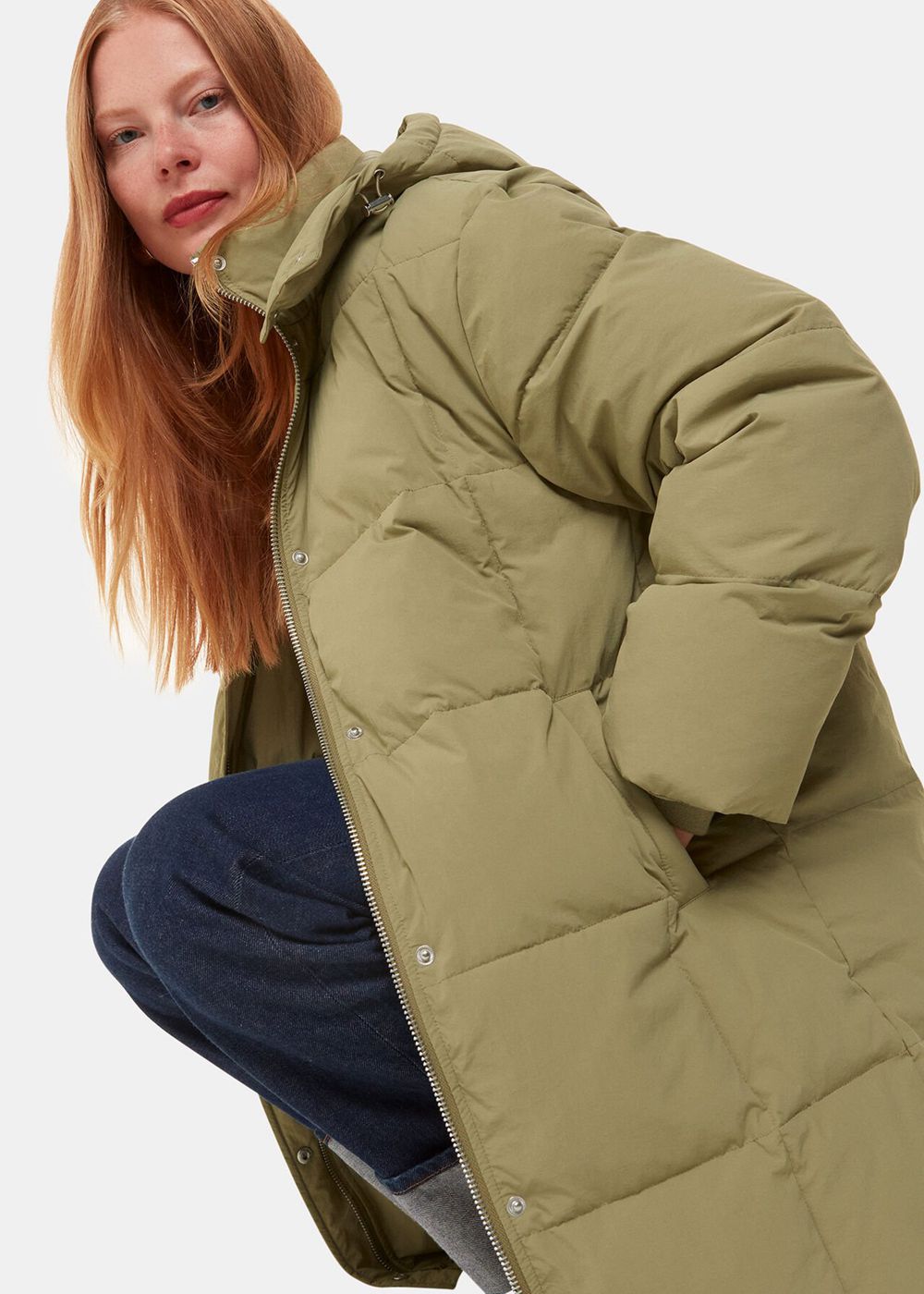 Whistles Una Puffa Coat Khaki | US-94653QYUV