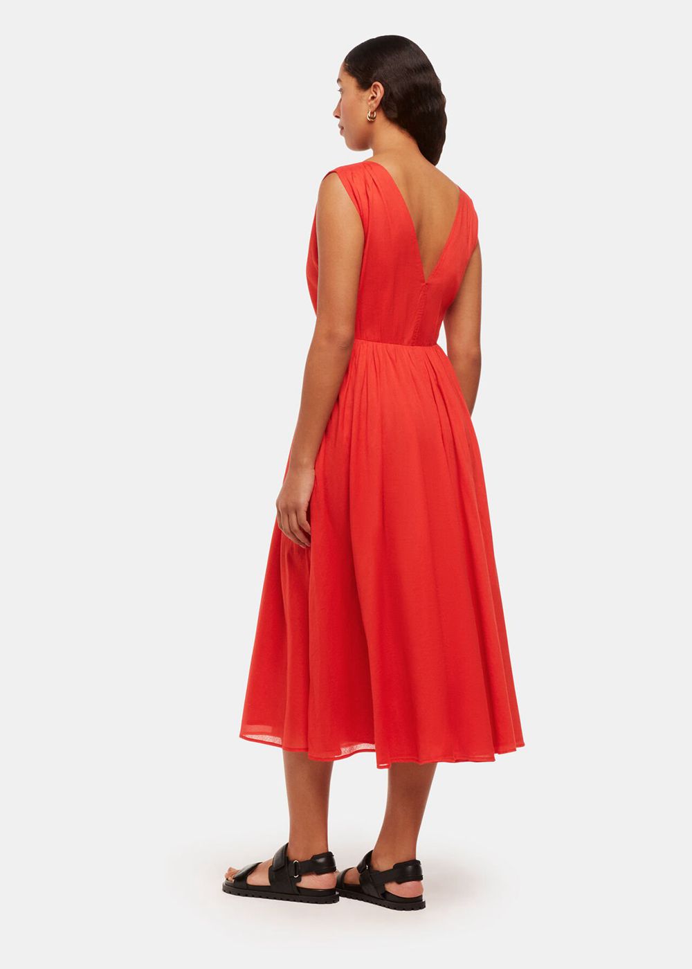 Whistles V Neck Beach Dress Red | US-85469NDPR