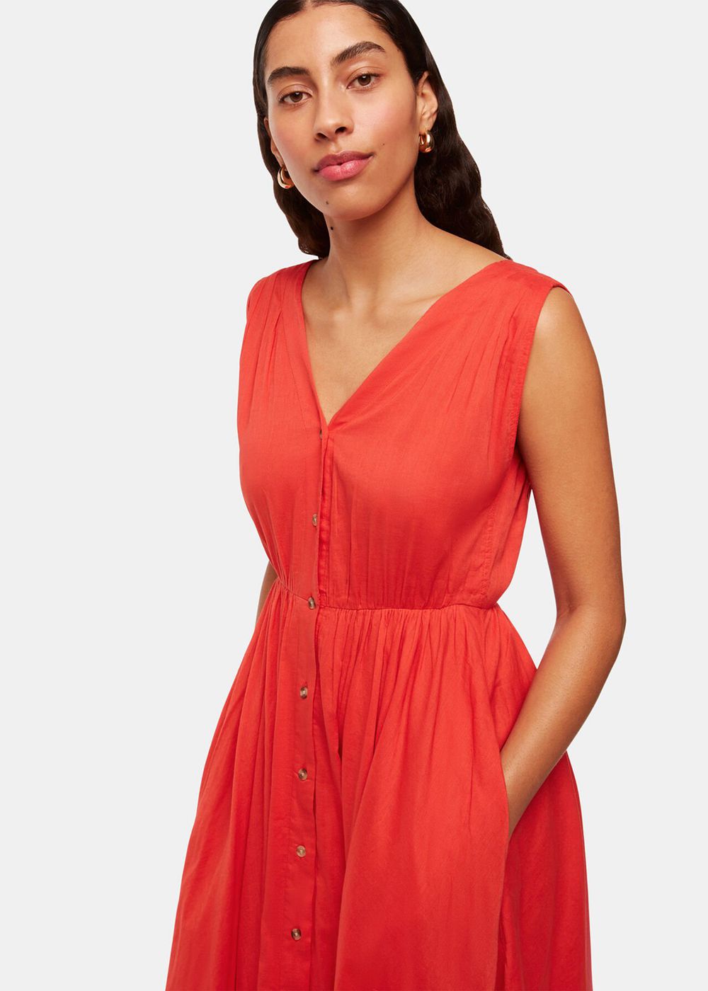 Whistles V Neck Beach Dress Red | US-85469NDPR