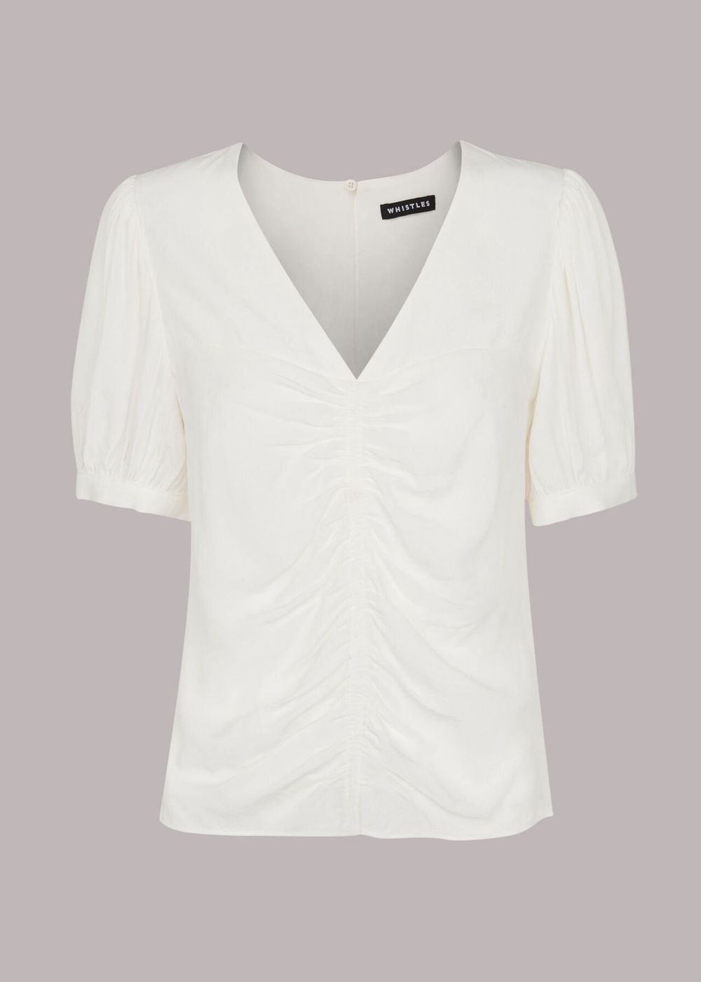 Whistles V Neck Gather Detail Top White | US-63510ZQFO