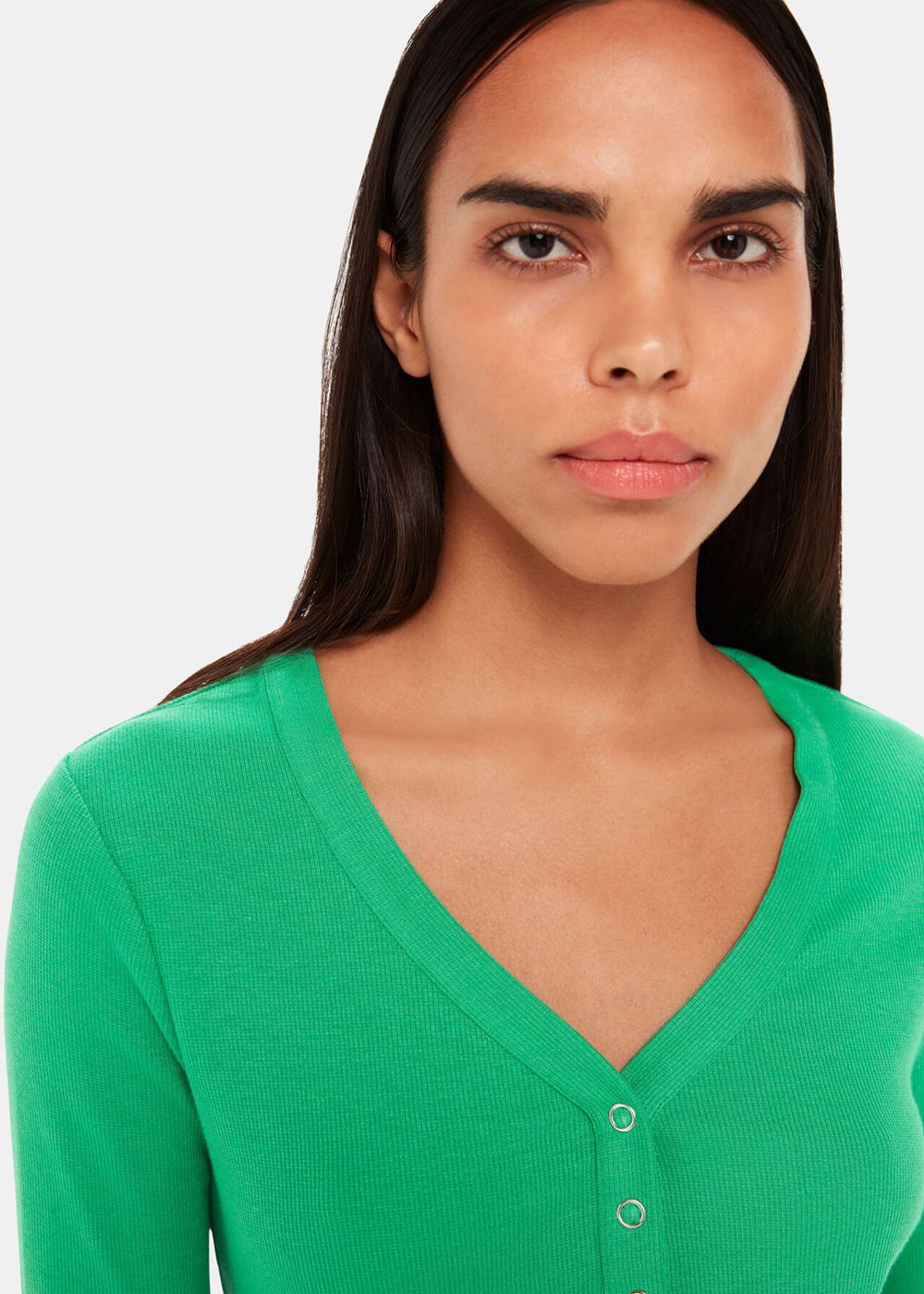 Whistles V Neck Pyjama Top Green | US-81326VSEH