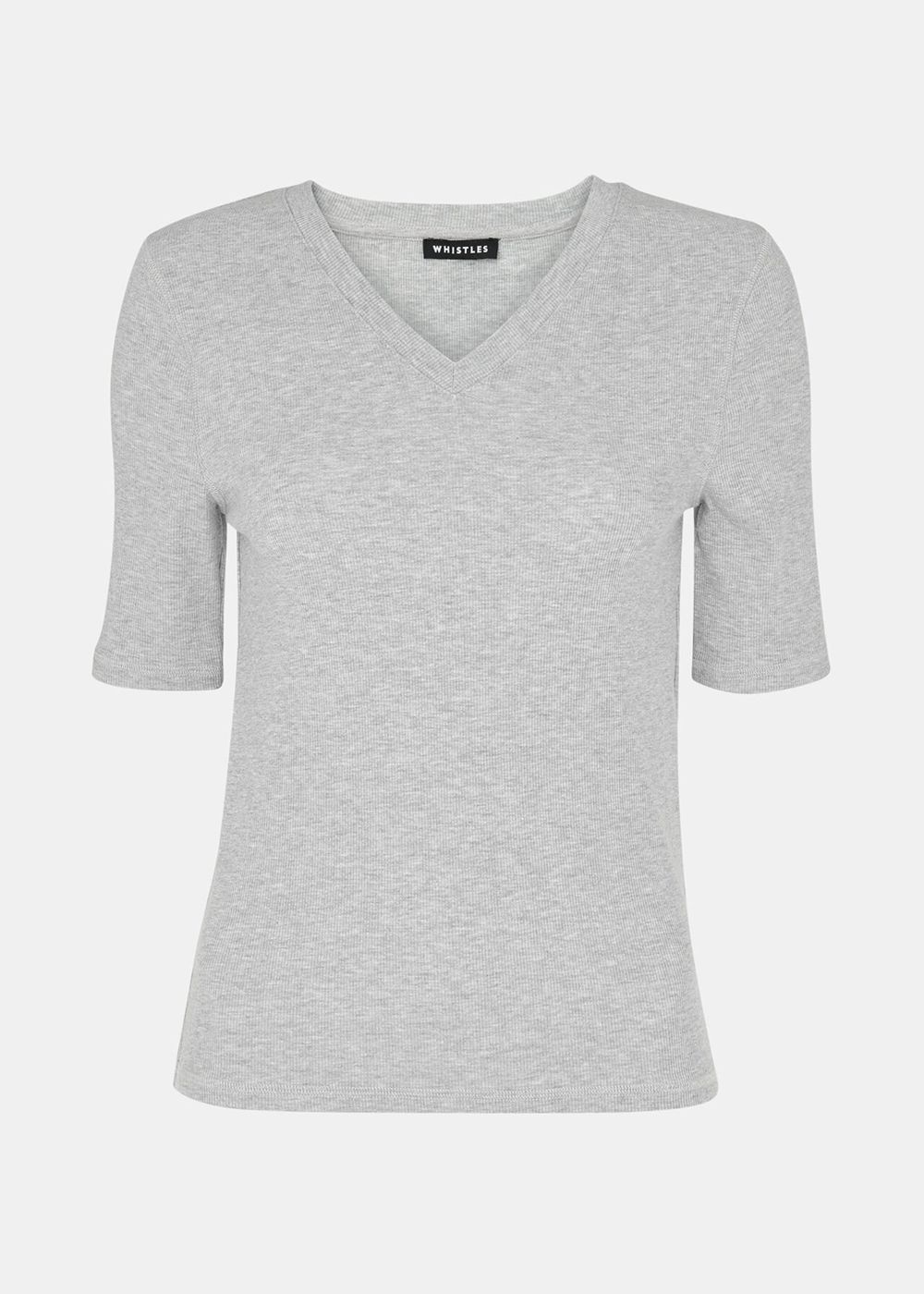 Whistles V Neck Ribbed T-Shirt Grey | US-53986LMWV