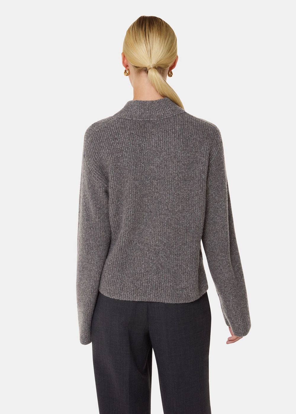 Whistles V Neck Wool Mix Sweater Grey | US-96052PMFU