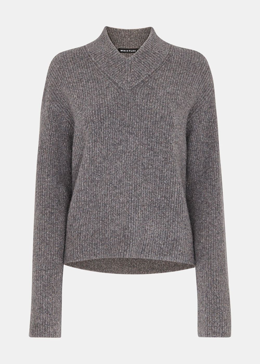 Whistles V Neck Wool Mix Sweater Grey | US-96052PMFU