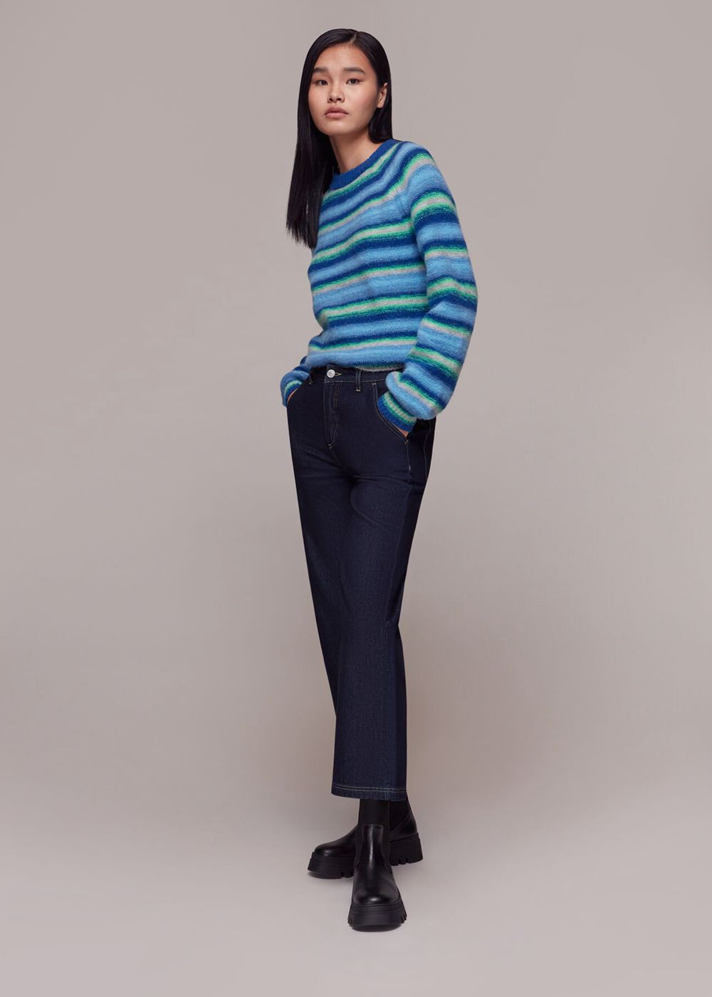 Whistles Variated Stripe Sweater Blue / Multicolor | US-46587WTPM