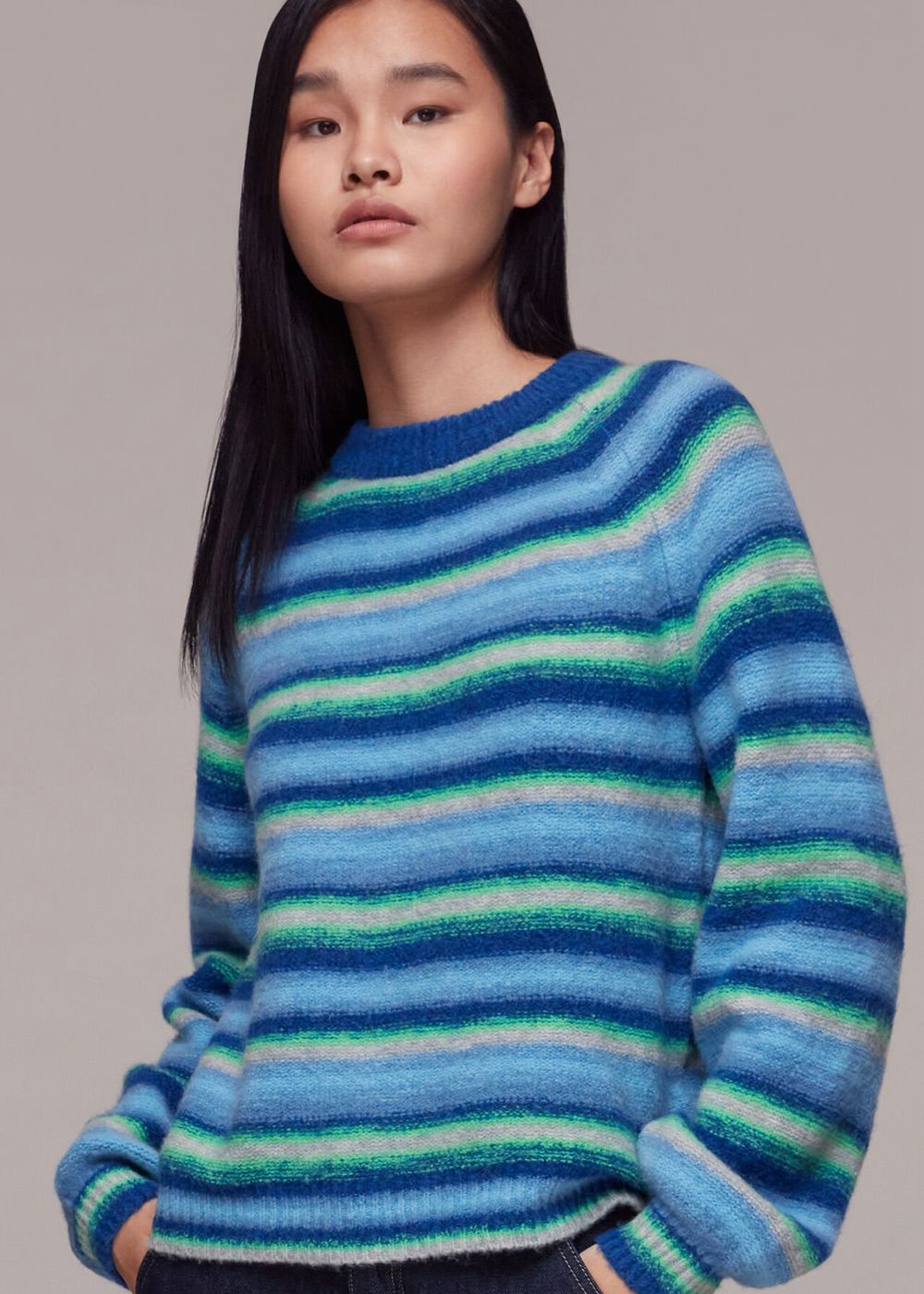 Whistles Variated Stripe Sweater Blue / Multicolor | US-46587WTPM